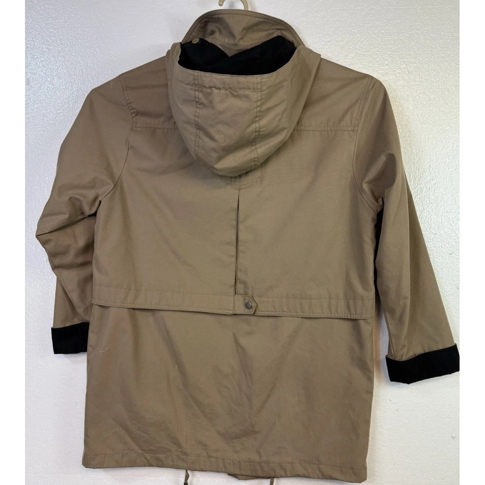 London Fog Limited Edition Jacket Womens M Tan Khaki Hooded Full Zip Coat Button - Picture 6 of 9